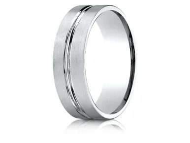 Finejewelers 10k Gold 7mm Comfort-fit Satin-finished with High Polished Center Cut Carved Design Band – CF6741110KAF65