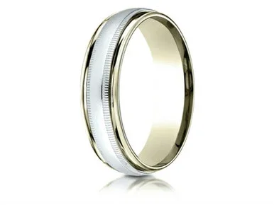 Finejewelers 14 kt Two Tone Goldd 6mm Comfort-fit High Polished Carved Design Band with Milgrain – CF15601314KWYC95