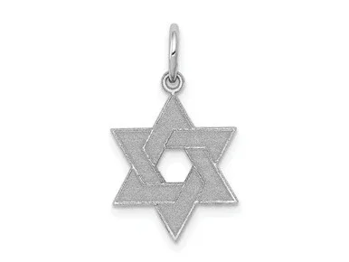 Finejewelers 14 kt White Gold Laser Designed Star of David Charm 22 mm x 14 mm