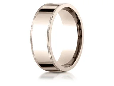 Finejewelers 14k Rose Gold 8mm Flat Comfort-fit Wedding Band / Ring with Milgrain – CF48014KRP13