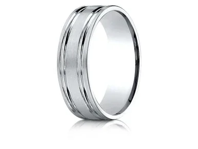 Finejewelers 18k Gold 7mm Comfort-fit Satin-finished with Parallel Grooves Carved Design Band – CF6742318KD4