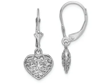 FJC Finejewelers 14k White Gold 3d Mini Bright Cut Puffed Heartleverback Earrings TF1784WB