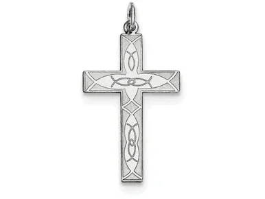 FJC Finejewelers Sterling Silver Laser Designed Cross Pendant Necklace Chain Included QXR254T