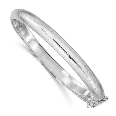 FJC Finejewelers Sterling Silver Rhodium-Plated 7mm Fancy Hinged Bangle Bracelet (Hollow) QB18T