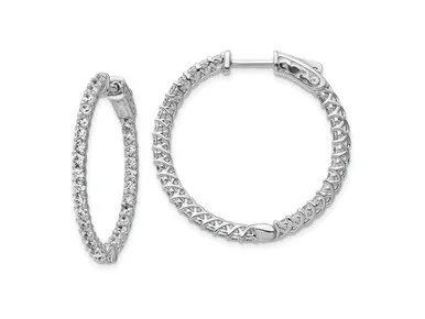 FJC Finejewelers Sterling Silver Rhodium Plated CZ in and Out Hinged Hoop Earrings 29 x 29 mm GQQE7981T