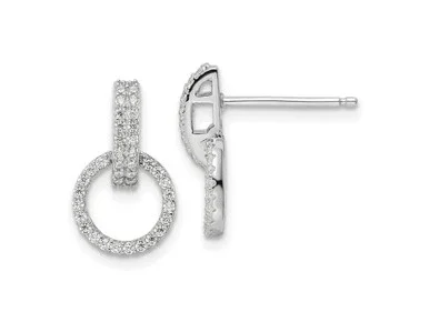 FJC Finejewelers Sterling Silver Rhodium Plated Polished CZ Circle Post Dangle Earrings 15 x 9 mm GQQE16207T
