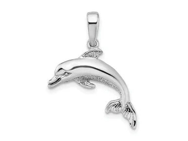 FJC Finejewelers Sterling Silver Rhodium Plated Polished Dolphin Charm 24 x 18 mm GQQC10084