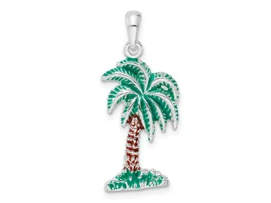 FJC Finejewelers Sterling Silver Rhodium Plated Polished Enameled Palmetto Charm 31 x 12 mm GQQC10627T