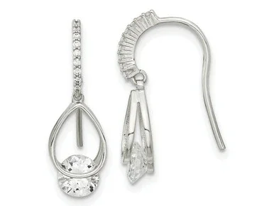 FJC Finejewelers Sterling Silver Rhodium Plated Polished Fancy CZ Dangle Earrings 18 x 6 mm GQQE16216T