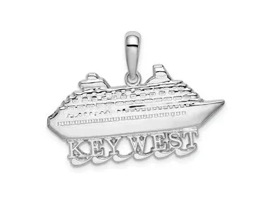 FJC Finejewelers Sterling Silver Rhodium Plated Polished Key West Cruise Ship Charm 23 x 31 mm GQQC9925T