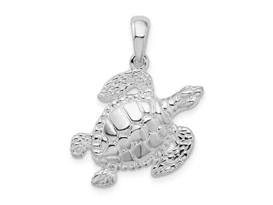 FJC Finejewelers Sterling Silver Rhodium Plated Polished Sea Turtle Charm 27 x 21 mm GQQC10273T