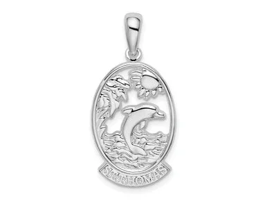 FJC Finejewelers Sterling Silver Rhodium Plated St. Thomas Dolphin Sunset Charm 31 x 14 mm GQQC10252T