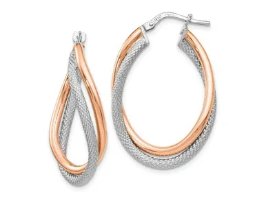 FJC Finejewelers Sterling Silver Rose-tone Textured Hoop Earrings 32 x 33 mm GQQLE1115T