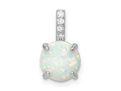 FJC Finejewelers Sterling Silver Round White Created Opal and CZ Charm 15 x 8 mm GQQP5661T