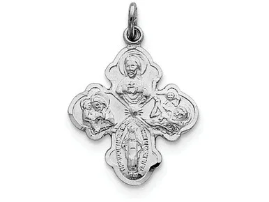 FJC Finejewelers Sterling Silver Satin 4-way Medal Pendant Necklace Chain Included QC3464T