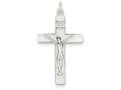 FJC Finejewelers Sterling Silver Satin Inri Crucifix Pendant Necklace Chain Included QC2840T