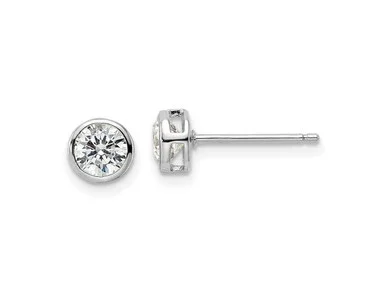 FJC Finejewelers Sterling Silver Stud Polished Rhodium-plated 5mm CZ Bezel Post Earrings 6 mm GQQE16141T