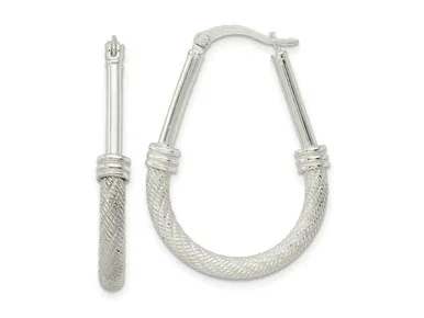 FJC Finejewelers Sterling Silver Textured Teardrop Hoop Earrings 34 x 25 mm GQQE15911T