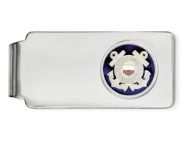 FJC Finejewelers Sterling Silver U.s. Coast Guard Money Clip W/white Bkgrd QQ292T