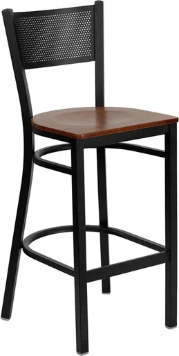 Flash Furniture Black Grid Back Restaurant Barstool XU-DG-60116-GRD-BAR-CHYW-GG