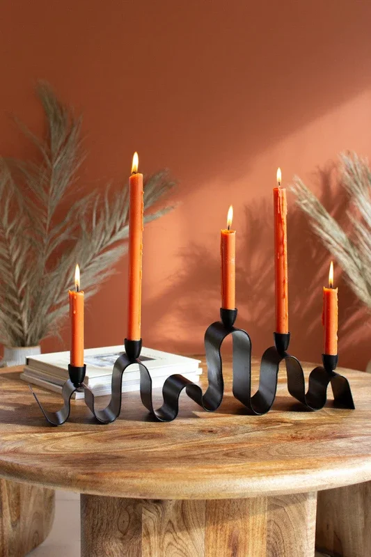 Forged iron ripple taper candelabra