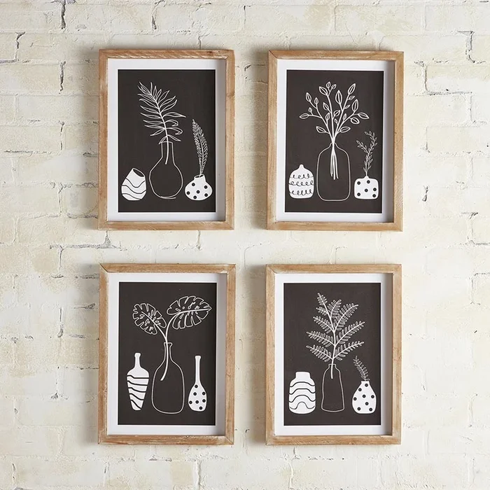 Framed Painting – Plants – Set of 4