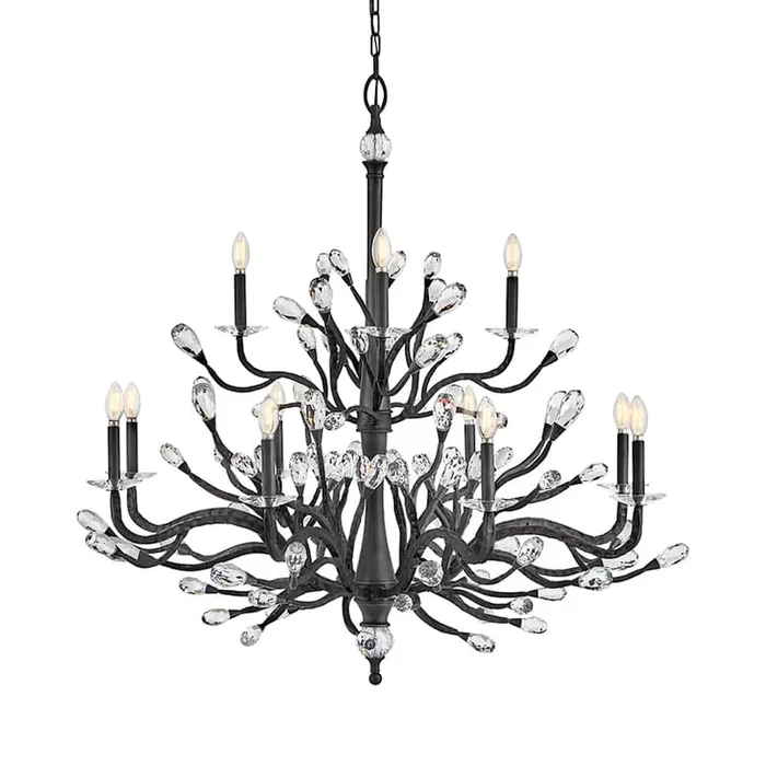 Fredrick Ramond Eve 12 Light 49″ Wide LED Crystal Candle Style Chandelier