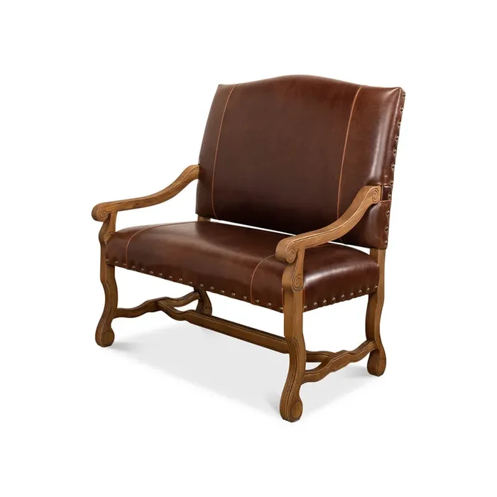 French 18th Century Style Leather Settee