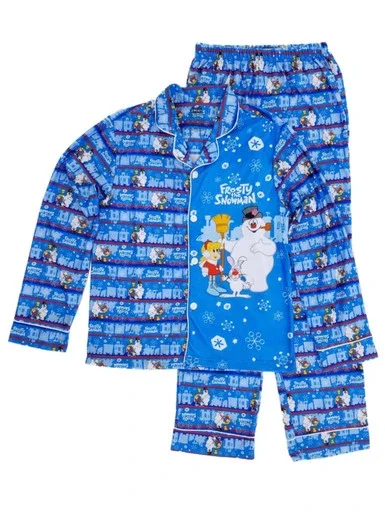 Frosty The Snowman Mens 2-Piece Blue Flannel Sleepwear Pajama Set – a062718frostyflanpjblue XL