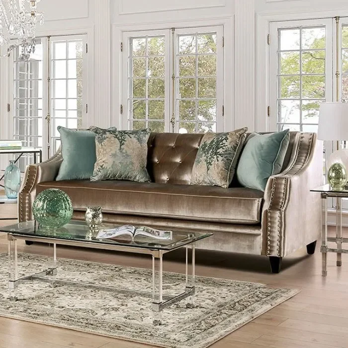 Furniture of America – Elicia Sofa in Champagne, Turquoise – SM2685-SF