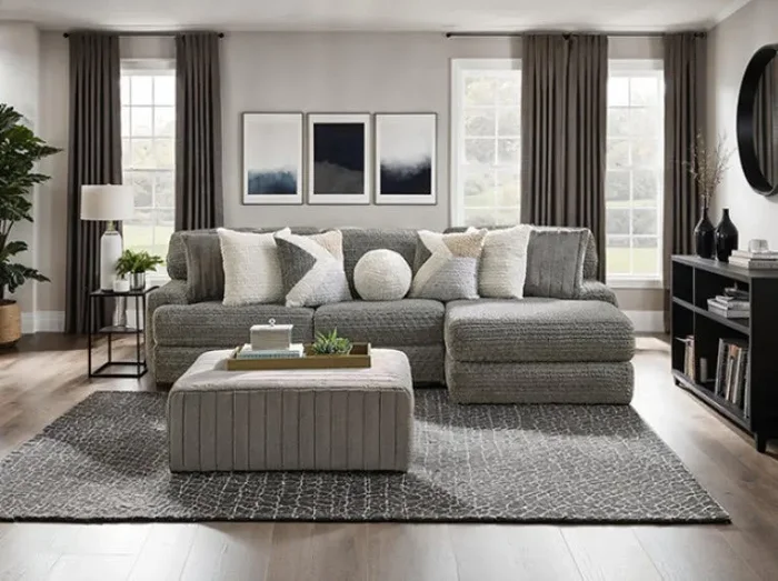 Furniture of America – Elmhurst L-shaped Sectional in Charcoal – SM5105-SECT