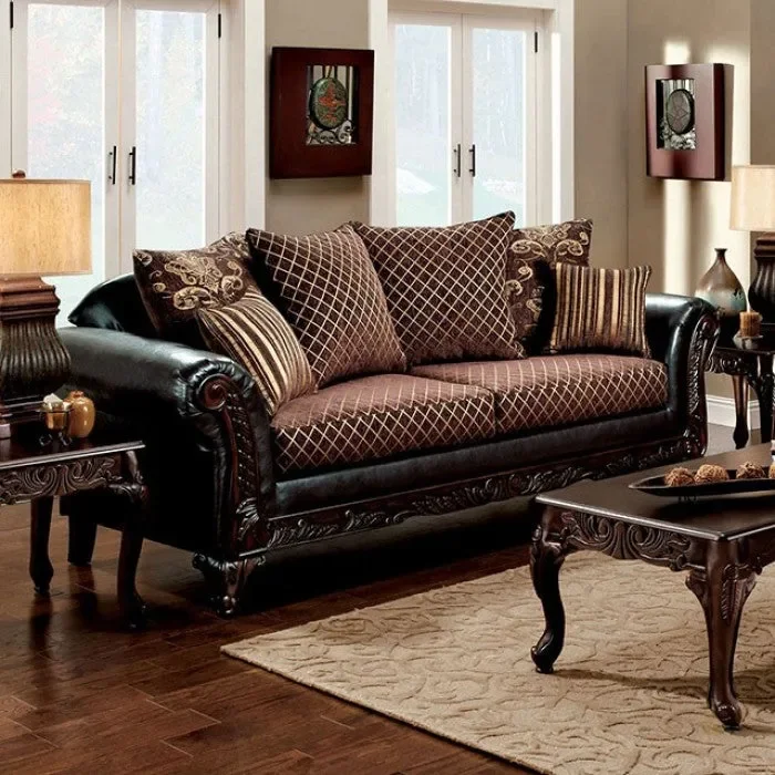 Furniture of America – San Roque Sofa in Brown, Espresso, Dark Cherry – SM7635N-SF