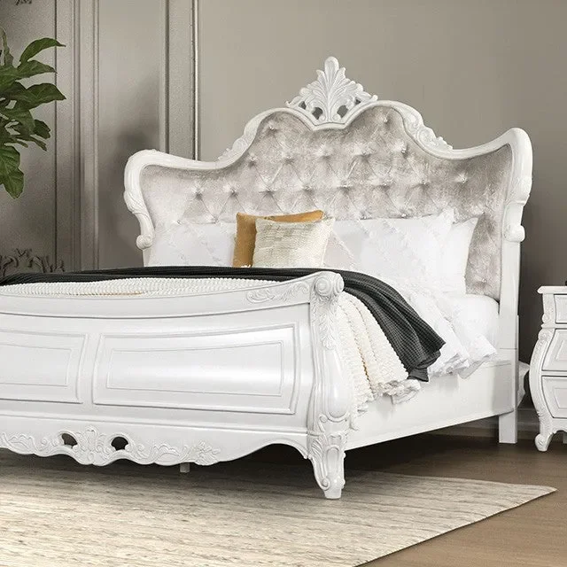 Furniture of America – Valentini King Bed in White/Tan – FM7419WH-EK