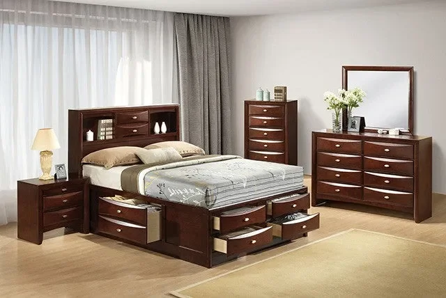 Furniture of America – Zosimo 3 Piece King Storage Bedroom Set in Dark Cherry – FM7210CH-EK-3SET