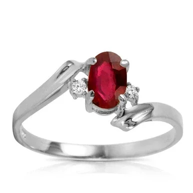 Galaxy Gold 0.46 ct 14k Solid White Gold Ring Diamonds Oval-Shaped Ruby – Size 8.5