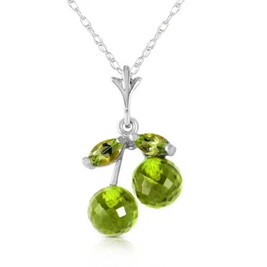 Galaxy Gold 1.45 Carat 14k 20″ Solid White Gold Natural Peridot Pendant Necklace