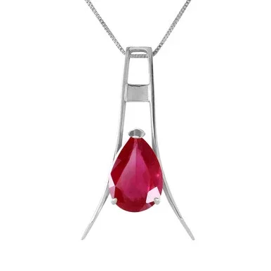 Galaxy Gold 1.5 ct 14k 16″ Solid White Gold Necklace Ruby Pendant