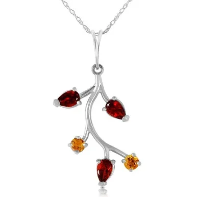 Galaxy Gold 14k 18″ White Gold Necklace with Garnets and Citrines