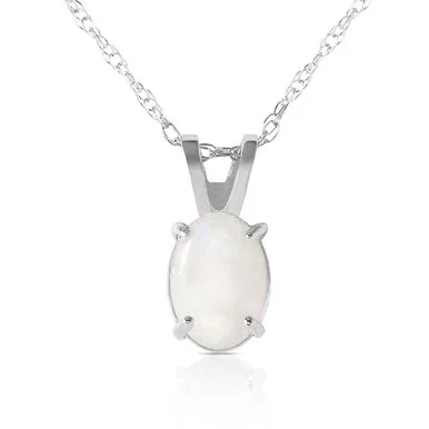 Galaxy Gold 14k 18″ White Gold Oval-shaped Natural Opal Pendant Necklace
