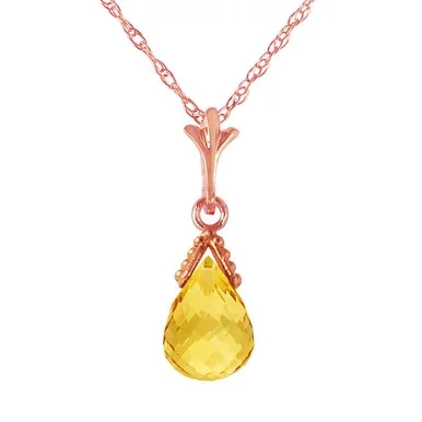 Galaxy Gold 14k 22″ Rose Gold Necklace with Natural Briolette Citrine