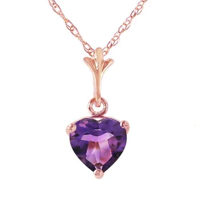 Galaxy Gold 14k 22″ Solid Rose Gold Heart-shaped Natural 1.15 Carat Purple Amethyst Pendant Necklace – 1484R_22
