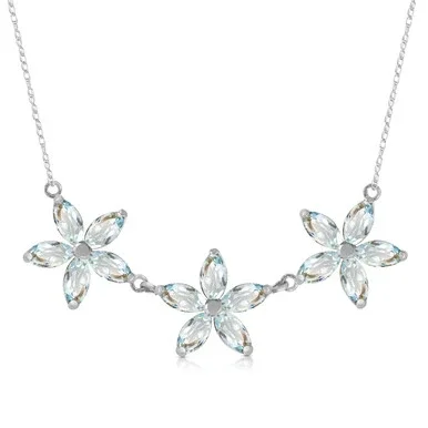 Galaxy Gold 14k 22″ White Gold Lei Aquamarine Necklace