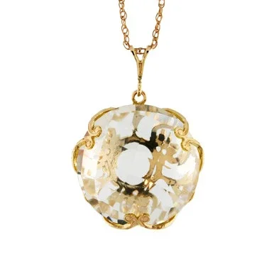 Galaxy Gold 14k 22″ Yellow Gold Necklace with Checkerboard Cut Round White Topaz