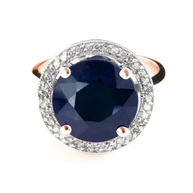 Galaxy Gold 14k. SOLID GOLD RING WITH NATURAL DIAMONDS & SAPPHIRE (rose-gold, 11)