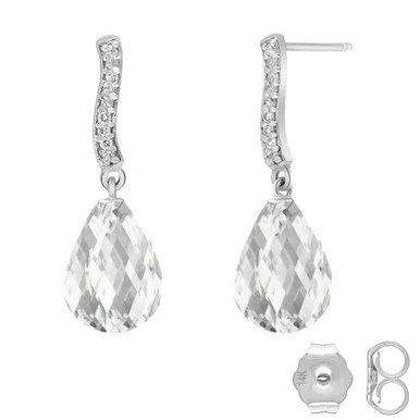 Galaxy Gold 14k White Gold Earring with Diamonds and White Topaz