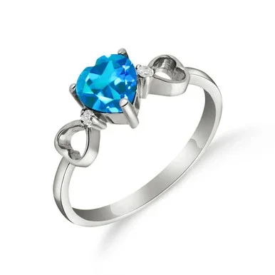 Galaxy Gold 14k White Gold Heart-shaped Blue Topaz Ring – Size 10.5