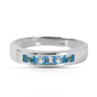 Galaxy Gold 14k White Gold Ring with Natural Blue Topaz – Size 7.5