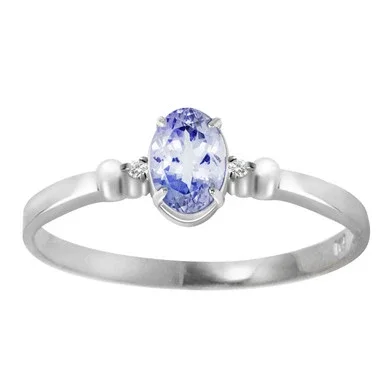 Galaxy Gold 14k White Gold Ring with Natural Diamonds and Tanzanite – Size 7.5