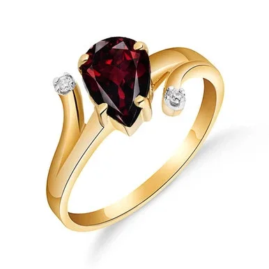Galaxy Gold 14k Yellow Gold Pear-shaped Garnet with Diamonds Ring – Size 8.5