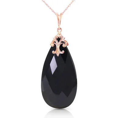Galaxy Gold 14k14″ Rose Gold Necklace with Briolette 31×16 mm Natural Black Onyx